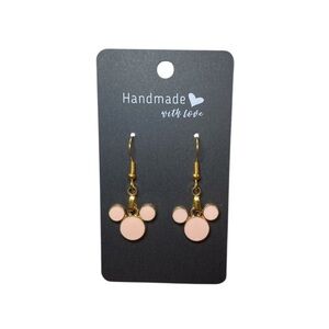 Handmade Pink and Gold Mouse Earrings